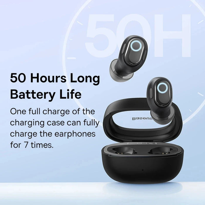 Baseus WM02 Plus Wireless Earphones TWS Bluetooth 5.3 Headphones,Comfortable Wear,50 hours Long Battery Life,LED Digital Display