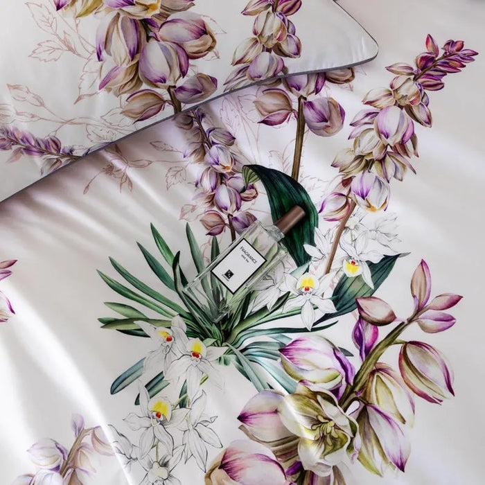 Vintage Flowers Leaves Reversible Duvet Cover Set 600TC Egyptian Cotton Premium Soft Family Bedding set Bed sheet Pillowcases