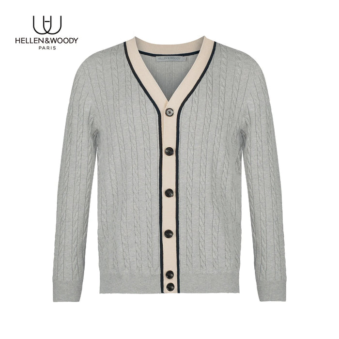 HELLEN&WOODY Autumn Winter Men Clothes Long Sleeve Twist Rope Cardigan Sweater Casual Bottoming Warm 8232030903