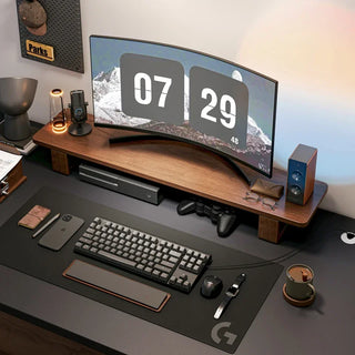 Solid Wood Monitor Stand Desktop Computer Storage Shelf Minimalist and Modern Stable Walnut Monitor Increase In Height Rack