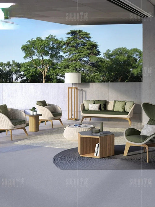 Outdoor Balcony Garden Sofa Waterproof Sunscreen Lotion Days Teak Leisure Rattan Woven Furniture