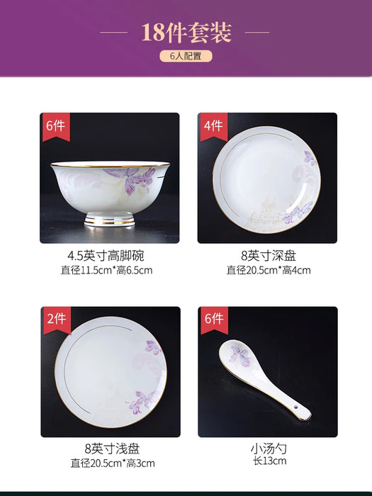 Jingdezhen Tableware Set Bowls and Dishes High grade Bone Porcelain Simple Porcelain Bowls and Dishes Set European Gift