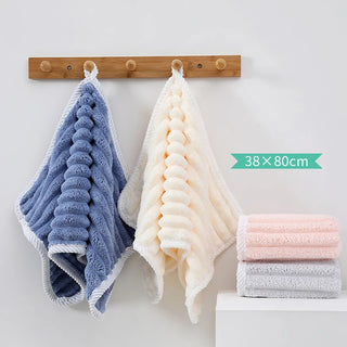 38x80cm Soft Thickened Striped Coral Fleece Face Towel Hand Towel Face Bath  Strong Water Absorption Bathroom Towel