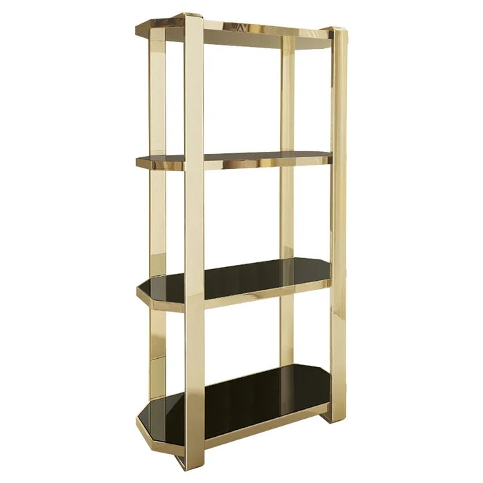 Luxury stainless steel bookcase shelf landing high-end living room metal bookcase display rack