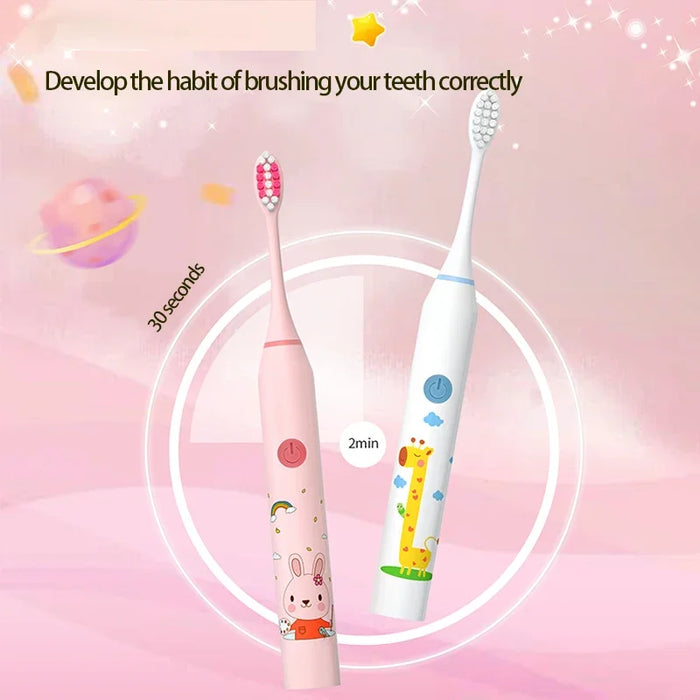 Rechargeable Toothbrush Cartoon Children Toothbrushes For 3-15 Year Old Kids Waterproof Electric Toothbrush