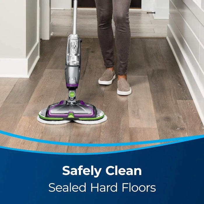 Cordless PET Hard Floor Spin Mop, On-demand Spray, Cordless Freedom, Control how much solution goes on the floor while cleaning.