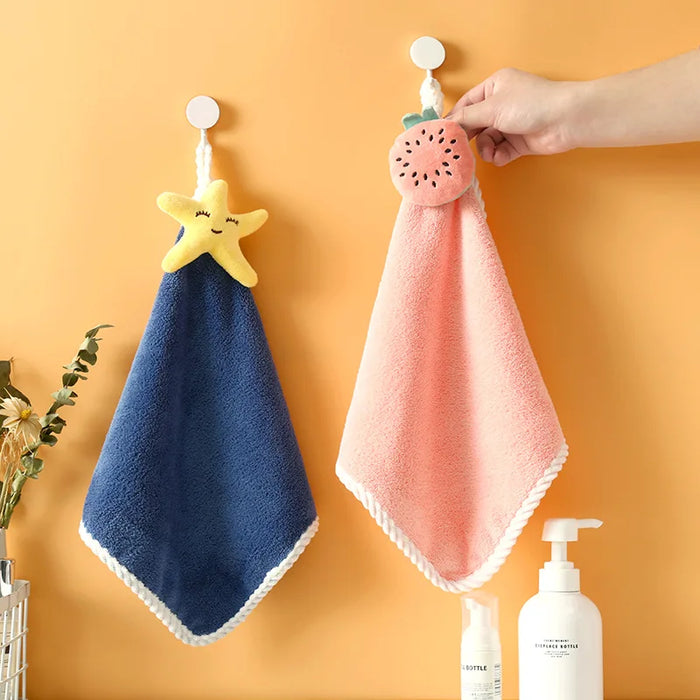 Hanging Hand Towel Cute Children's Hand Towel Dry Handkerchief Super Absorbent Kitchen towel Wiper Cloth