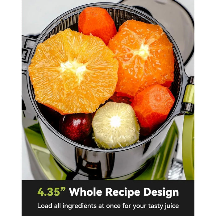 Cold press juicer, slow press juicer, no need to prepare 4.35-inch feed trough suitable for the entire fruit and vegetable,