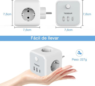 TESSAN PowerCube Multi-tap Wall Socket Extender with USB Port, Europe Korea Plug Electric Socket Adapter Charger for Home Travel