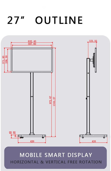 27 Inch Movable Rechargeable Rotatable Live Streaming Machine Qualcomm 8-core CPU 8G 128G 8MP HD Camera Multi-function Tablet