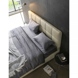 Nordic style Italian simple modern leather double bed can store white double bed.
