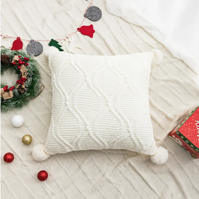 Beige White Nordic Christmas Cushion Cover Letter Tufted Embroidered Cushion Covers Festival Decorative Cushions for Sofa