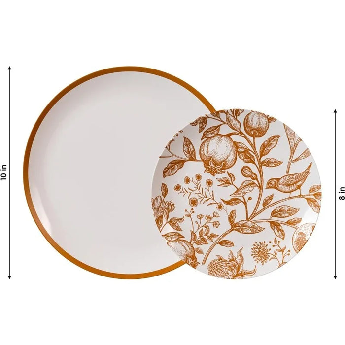 40 Piece Plastic Disposable Plates Set For 20 Guests I 20 X 8 Inch Dessert Plates & 20 X 10 Inch Disposable Plastic Plates