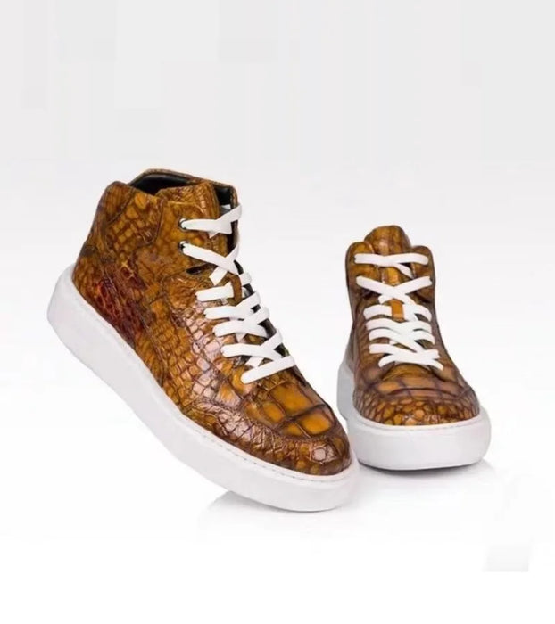 BATMO 2023 new arrival Fashion Crocodlie skin causal shoes men,male Genuine leather Sneaker PDD276