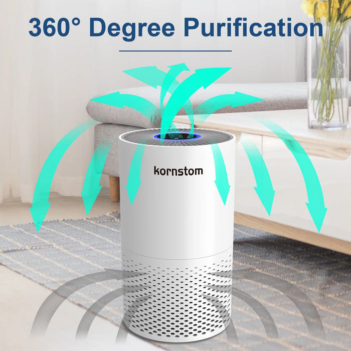 Air Purifier For Home Allergies Pets Hair In Hepa Filter 50db Filtration System Cleaner Odor Eliminators Remove 99.97% White