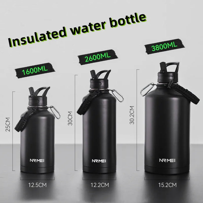 2 liter water bottle Stainless Steel Portable Straw Thermos Bottle Outdoor Sports gym Vacuum Water Flask Thermal Insulated Cup