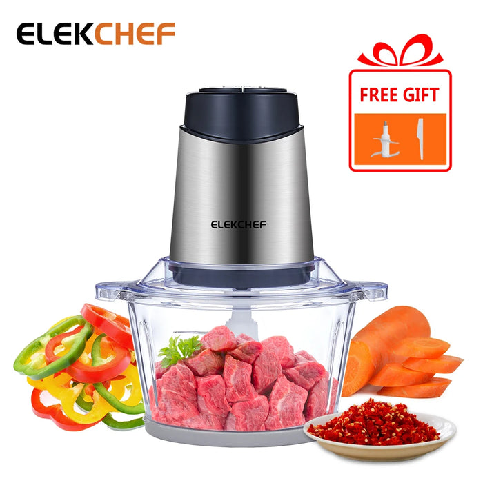 BioloMix by ELEKCHEF 1.8L Glass Bowl Food Processor Chopper Two Speeds  Meat Grinder For Babyfood Vegetables Onion Garlic