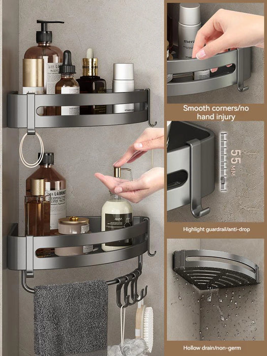 Drill-Free Bathroom Wall Shelf for Handwashing, Toilet, and Basin - Triangle Storage Organizer