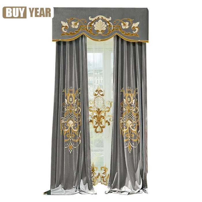 Velvet Flower Embroidery Curtains for Living Room Curtains for Bedroom Atmospheric Luxury Tulle Curtain Products Customized