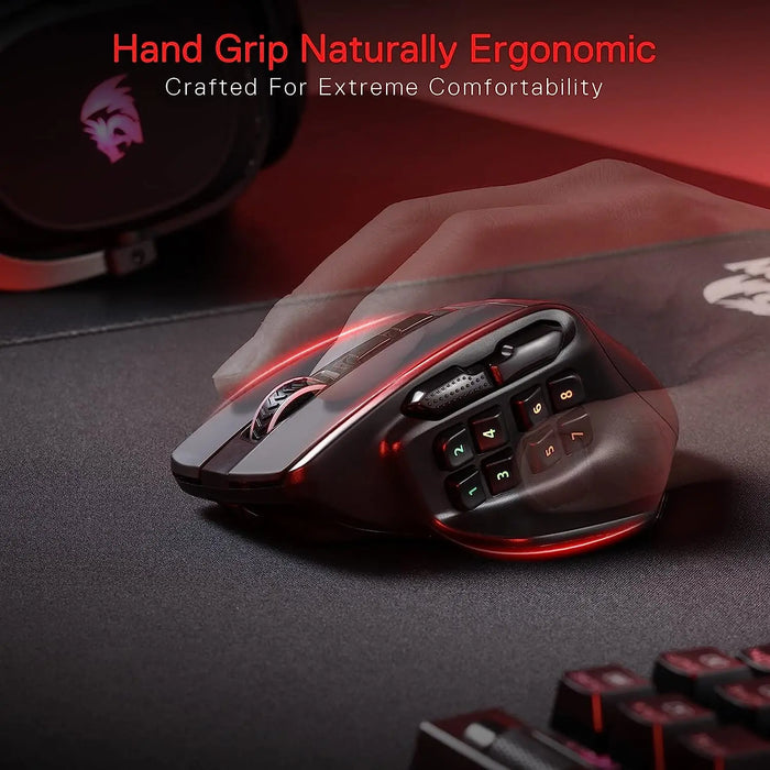 Redragon M811 PRO Wireless MMO Gaming Mouse Backlit 15 Programmable Buttons RGB Gamer 10 Side Macro Keys