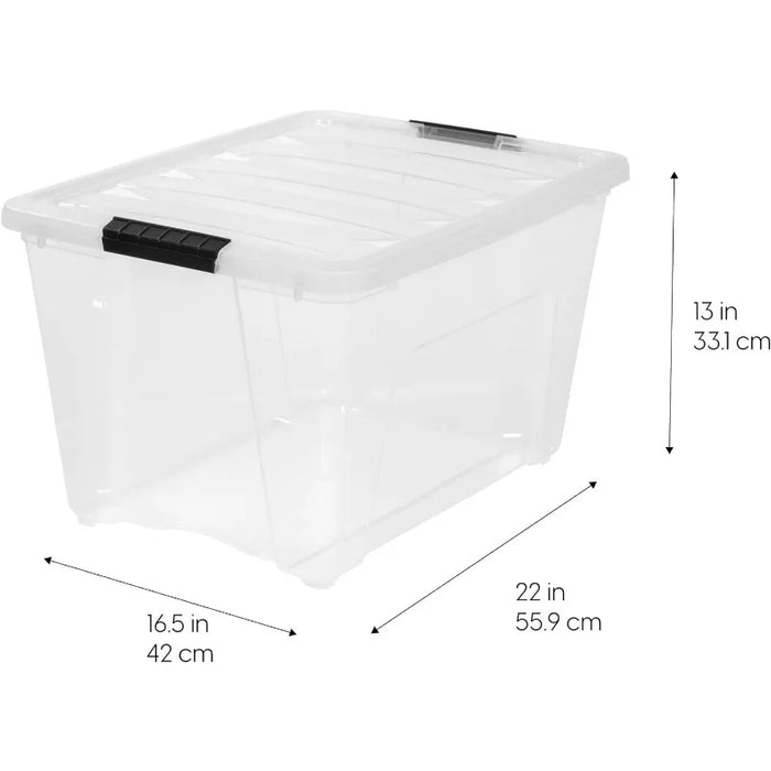 IRIS USA 53 Quart Stackable Plastic Storage Bins with Lids and Latching Buckles,Containers with Lids and Latches,