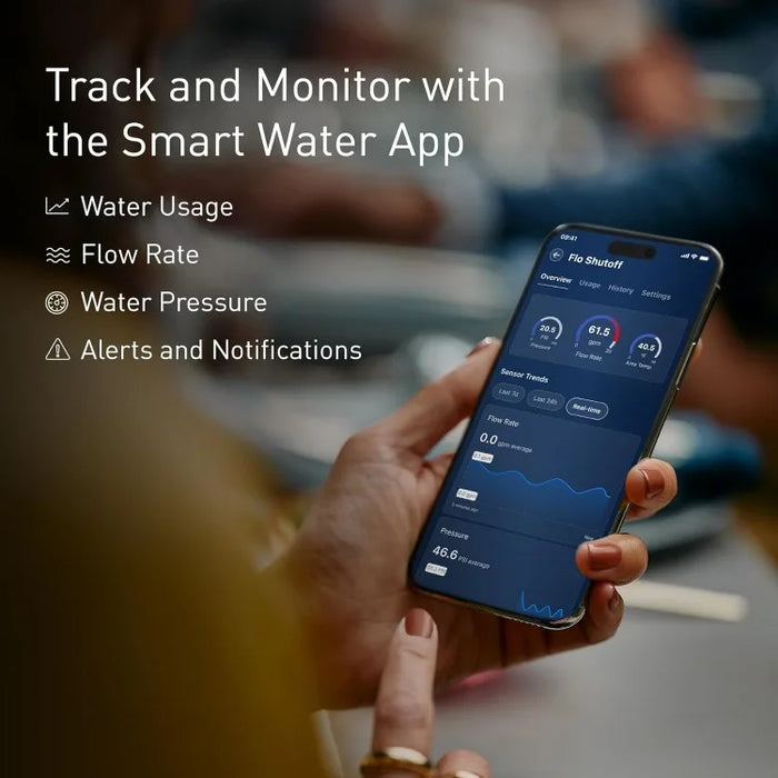 Smart Water Monitor and Automatic Shutoff Sensor, Wi-Fi Connected Water Leak Detector for 1-Inch Diameter Pipe, 900-006