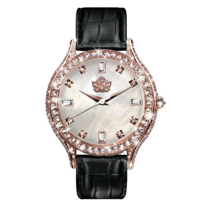 Fashion Large Dial Watch Pointer Quartz Rose Gold Watch Waterproof Genuine Leather Fashion Women's Wrist Watch