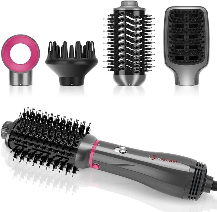 Hair Dryer Brush Set, IG INGLAM 4 in 1 Hot Air Brush, Negative Ion Detachable Hair Dryer & Styler Volumizer Blow Dryer Brush