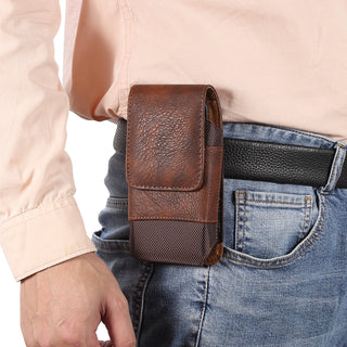 Universal Leather Men Waist Bag Mobile Phone Belt Clip Case For iPhone Samsung Galaxy Xiaomi Redmi Poco Oppo 9 Pro Holster Pouch
