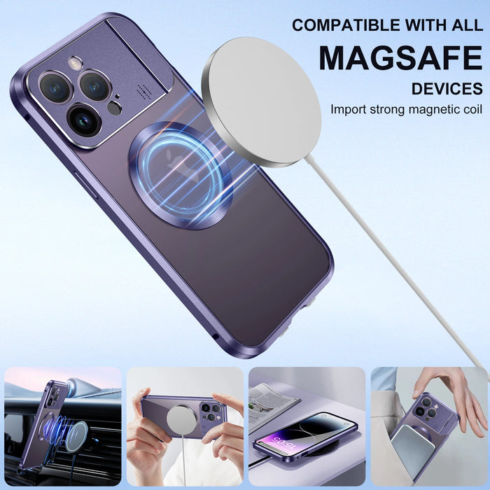 Magnetic Foldable Bracket For Stand Case For Iphone 15 14 13 Pro Max Lens Protector Fragrance Aluminum Alloy Cover For Magsafe