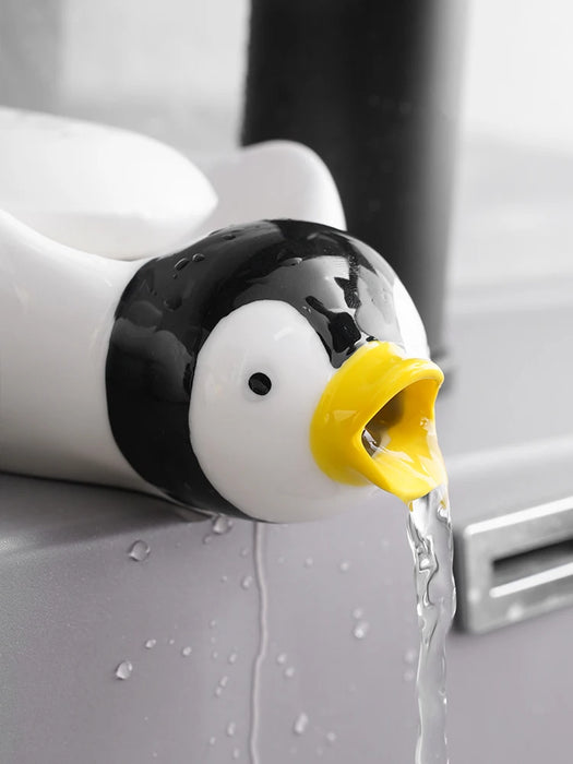 Soap Box Shelf Ceramic Bathroom Cute Penguin Toiletries Simplicity Household High-grade Perforation-free Drain Drainage Soap Box