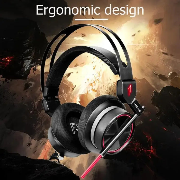 1MORE H1005 USB Gaming Headset Spearhead VR E-Sports Headphones 7.1 Surround Sound Game LED Light Earphone for PC Computer Gamer