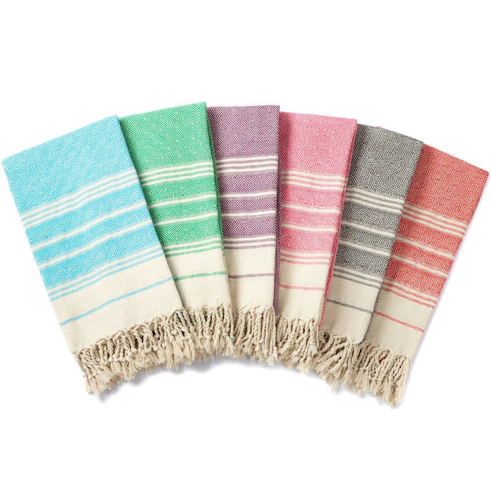 New 2023 Turkish Diamond Fringe Cotton Beach Towel Set with Thicker Rhombus Sauna Bath Towel