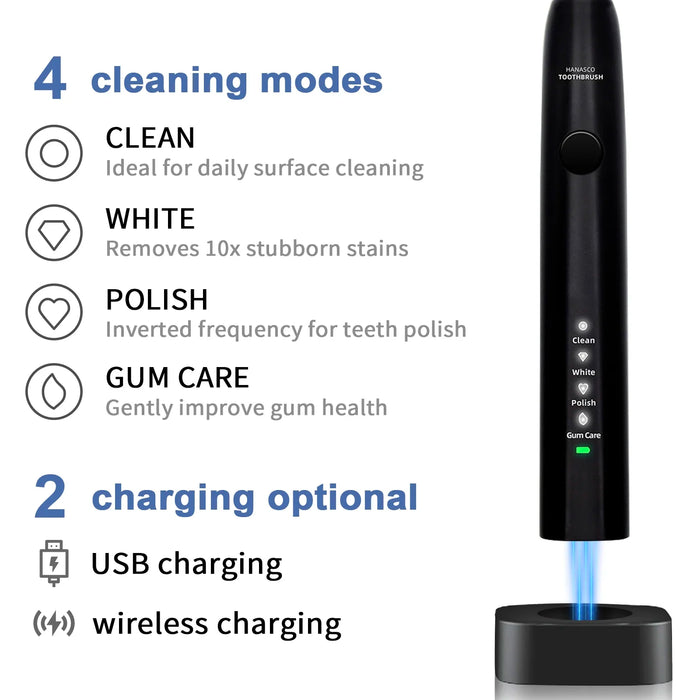 Wireless Inductive Charging Sonic Electric Toothbrush Adult Cleaning Teeth Sonic Toothbrush