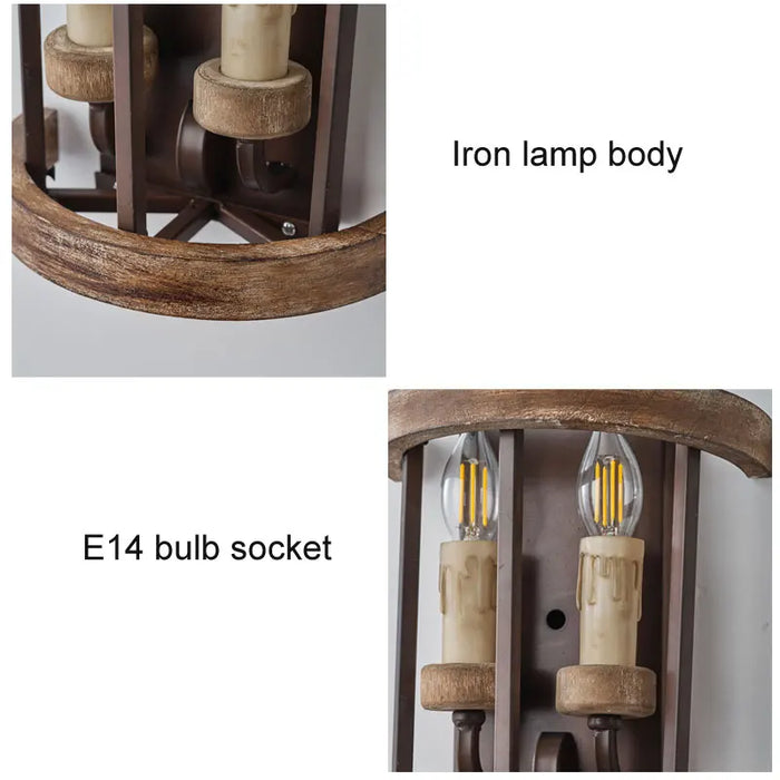 American Retro Iron Wall Lamp Industrial Style Living Room Dining Room Kitchen Corridor Bedroom E14 Decoration Bedside Lamp