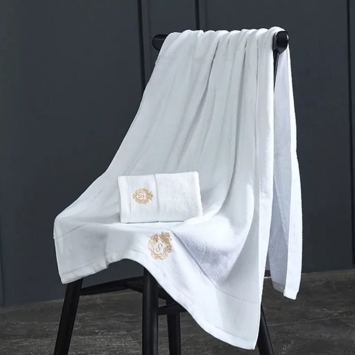 2PCS Set Bathroom White Cotton Towel Set Letter Embroidered 1PCS Hand Towel 33*74cm 1PCS Bath Towel Gift For Men And Women 타월