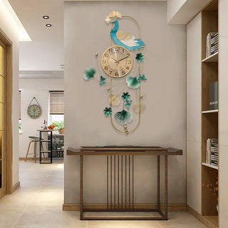 Light Luxury Peacock Wall Clocks Iron Art Hollowed Chinese Style Out  Horse Living Room Wall Watch Mute Household Wall Clocks