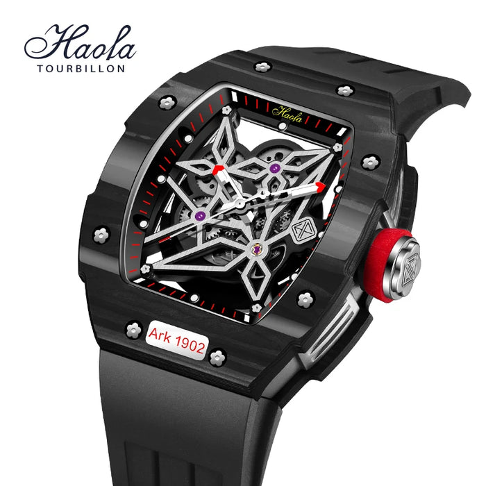 Haofa Skeleton Automatic Mechanical Watch For Men Self Wind Sapphire Men Watch Carbon Fiber Luxury Waterproof orologio uomo 1902