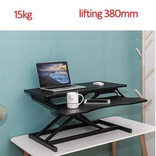 LT-2 Height lifting 380mm 15kg steel and wood Adjust Computer Sit Stand Workstation Laptop desk gas spring X shape with keyboard
