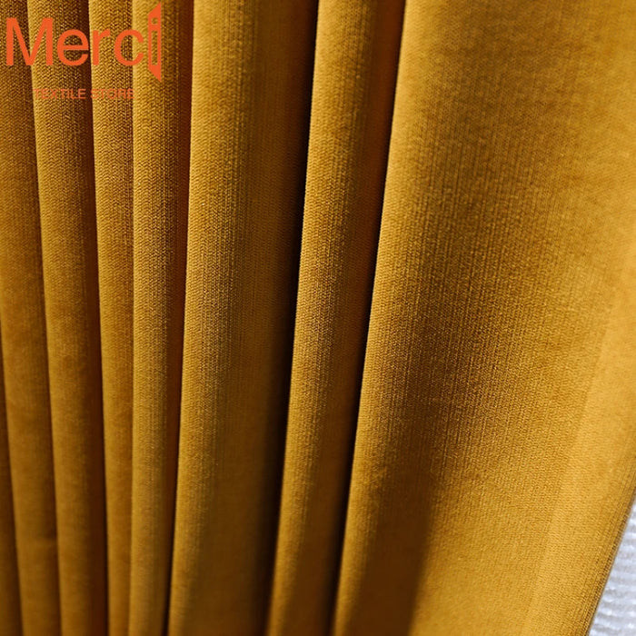 Chenille Velvet Blackout Curtain Modern Minimalist Light Luxury Orange Fantasy Curtains for Living Dining room Bedroom Custom