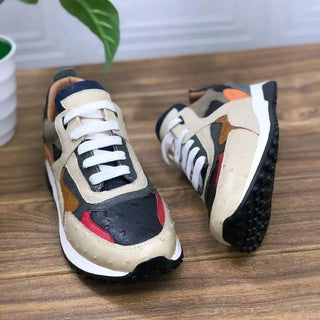 BATMO 2023 new arrival Fashion Ostrich skin causal shoes men,male Genuine leather White Sneaker PDD63