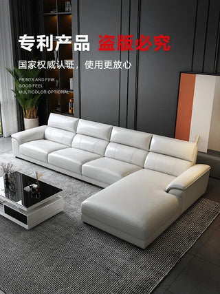 Leather sofa living room combination, first floor, leather size, leather art with sound, simple Italian style, new in 2022