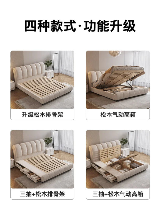 bed Cream style technology cloth  modern simple tatami double  main  1.5m cloth art  soft wrapped wedding