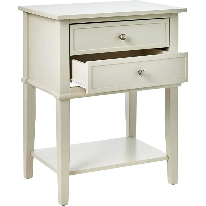 Franklin 2 Drawers, Soft White Accent Table Bedroom Furniture Nightstands for Bedroom