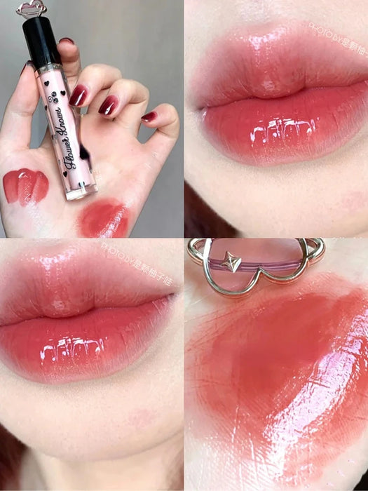 Flower Know Lip Lacquer Cherry Party Lipstick Water Light Mirror G01 Lip Mud G04 Water Light Mask Lip Gloss