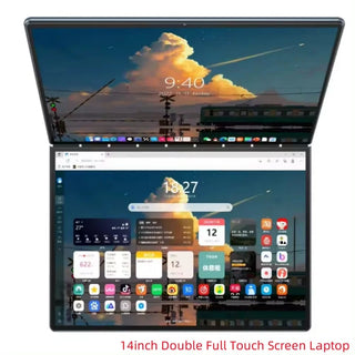 2024 New Dual Display Business Laptop Dual 14 inch Touch 2in1 Intel N95 12th DDR4 16GB 32GB Double Full Touch Screen Laptop
