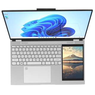 BSLAY 15.6''+7'' Dual Screen Business Laptop w/ Fingerprint Unlock Detachable 2MP HD Camera, RGB Backlit Keyboard Intel N95 CPU
