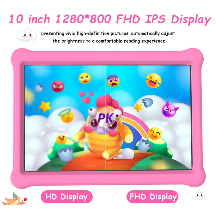 QPS 10 Inch Kids Tablets Android 11 1280*800 HD Ouad Core Wifi 2GB 32GB Children Tablet for Kids Study with Holder 6000mAh