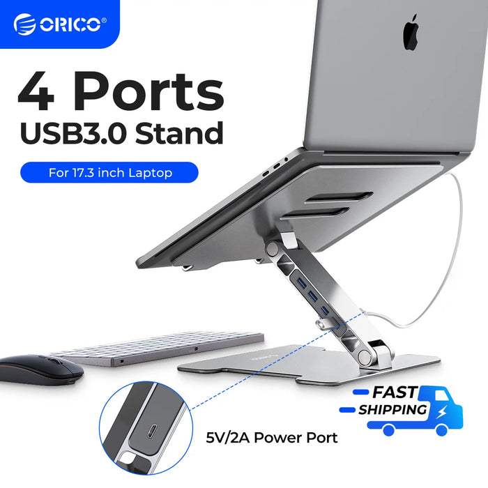 ORICO Laptop Stand with USB HUB SD Ports Aluminum Foldable Laptop Cooling Computer Stand for MacBook