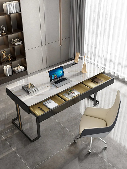 Light luxury desk modern minimalist study designer wabi-sabi style high-end home slate computer